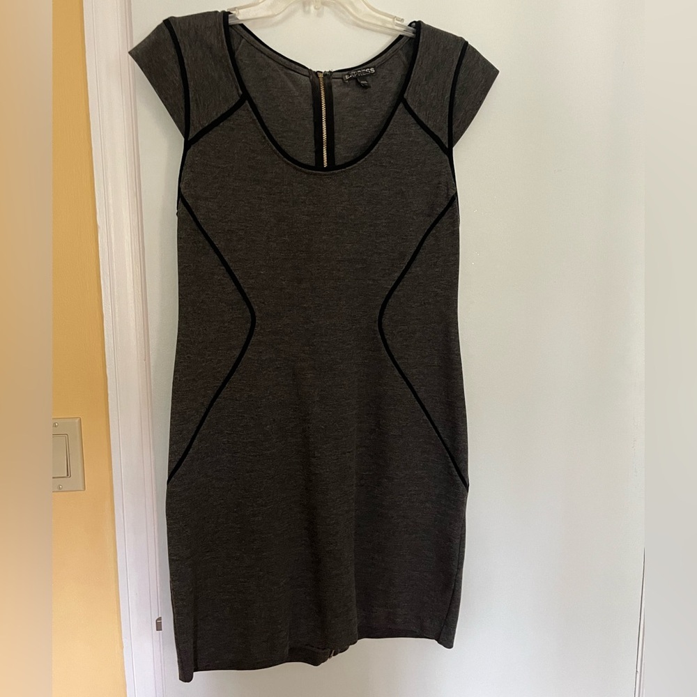 Express Charcoal Dress with Black Trim